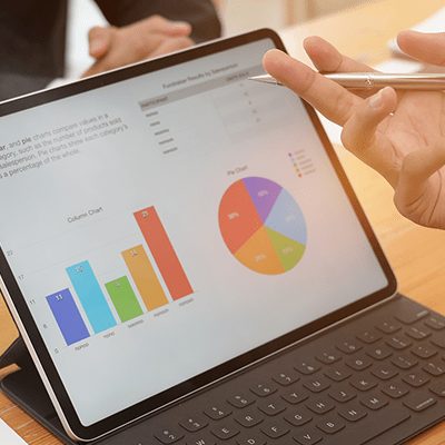 pay for performance marketing graphs on a tablet