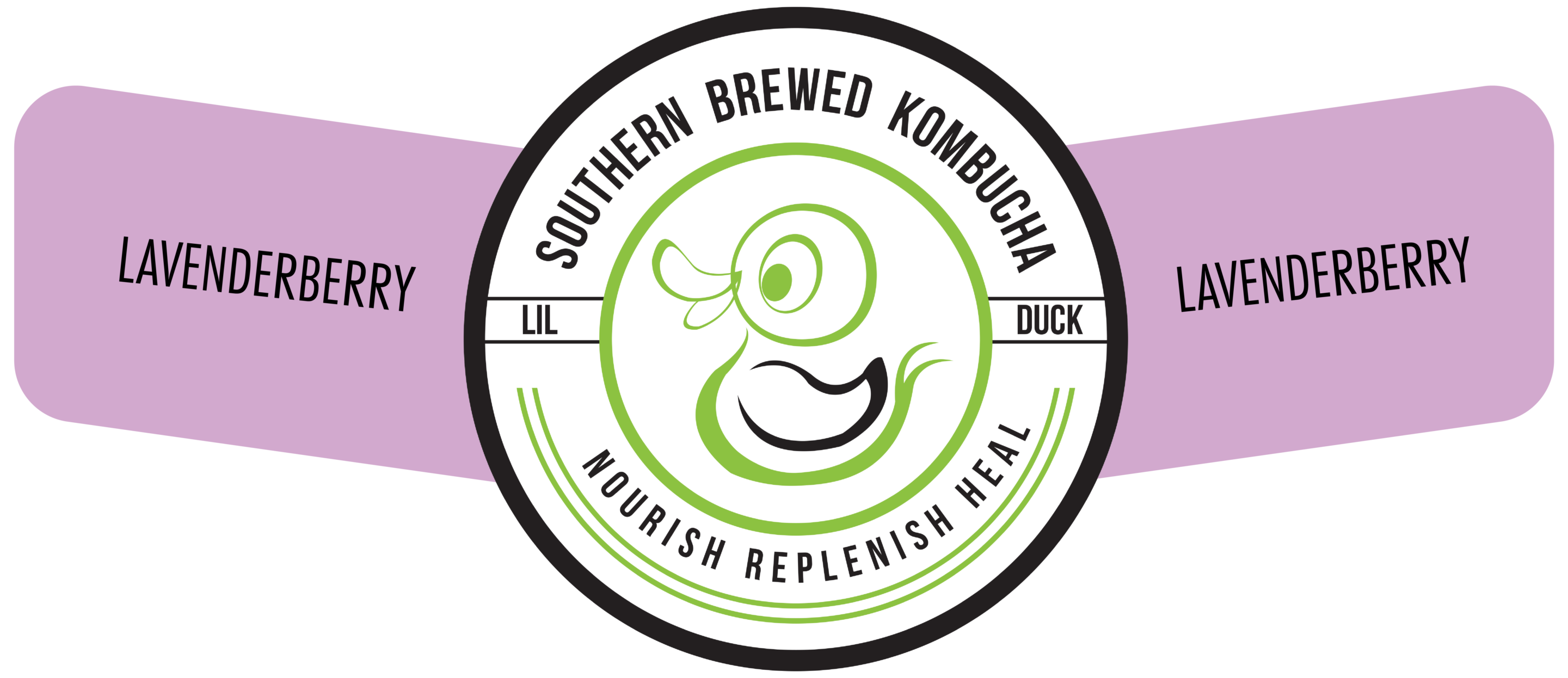 lavenderberry bottle label lil duck kombucha