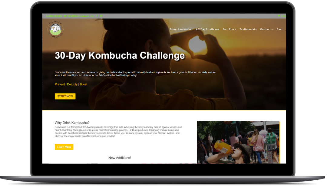 lil duck kombucha homepage website design smb