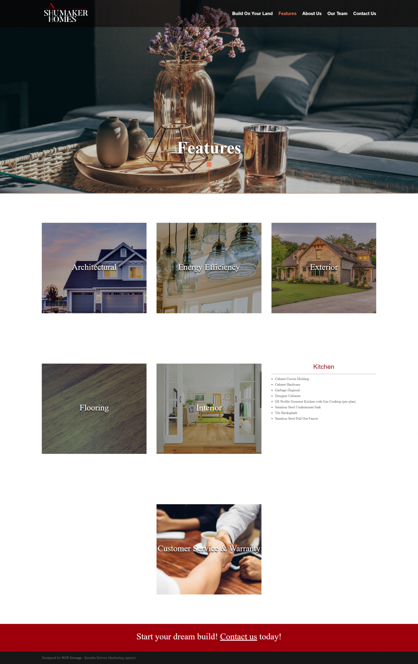 shumaker homes web design features