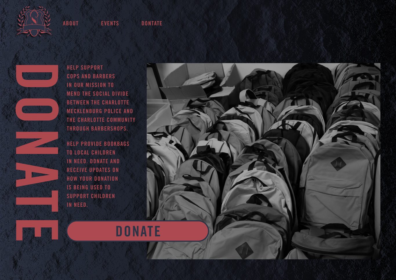 cops and barbers donate page design