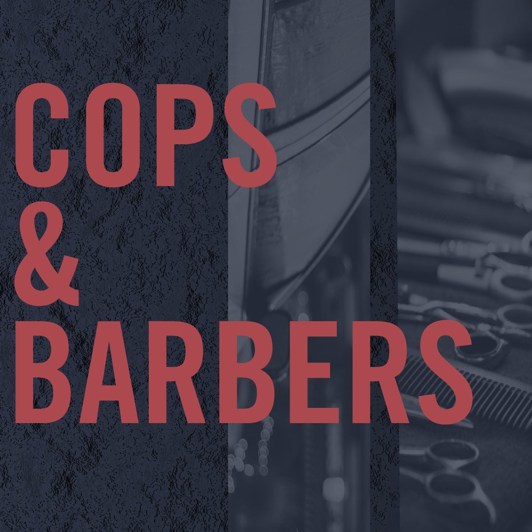 cops and barbers graphic design print example