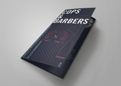 cops and barbers print brochure design