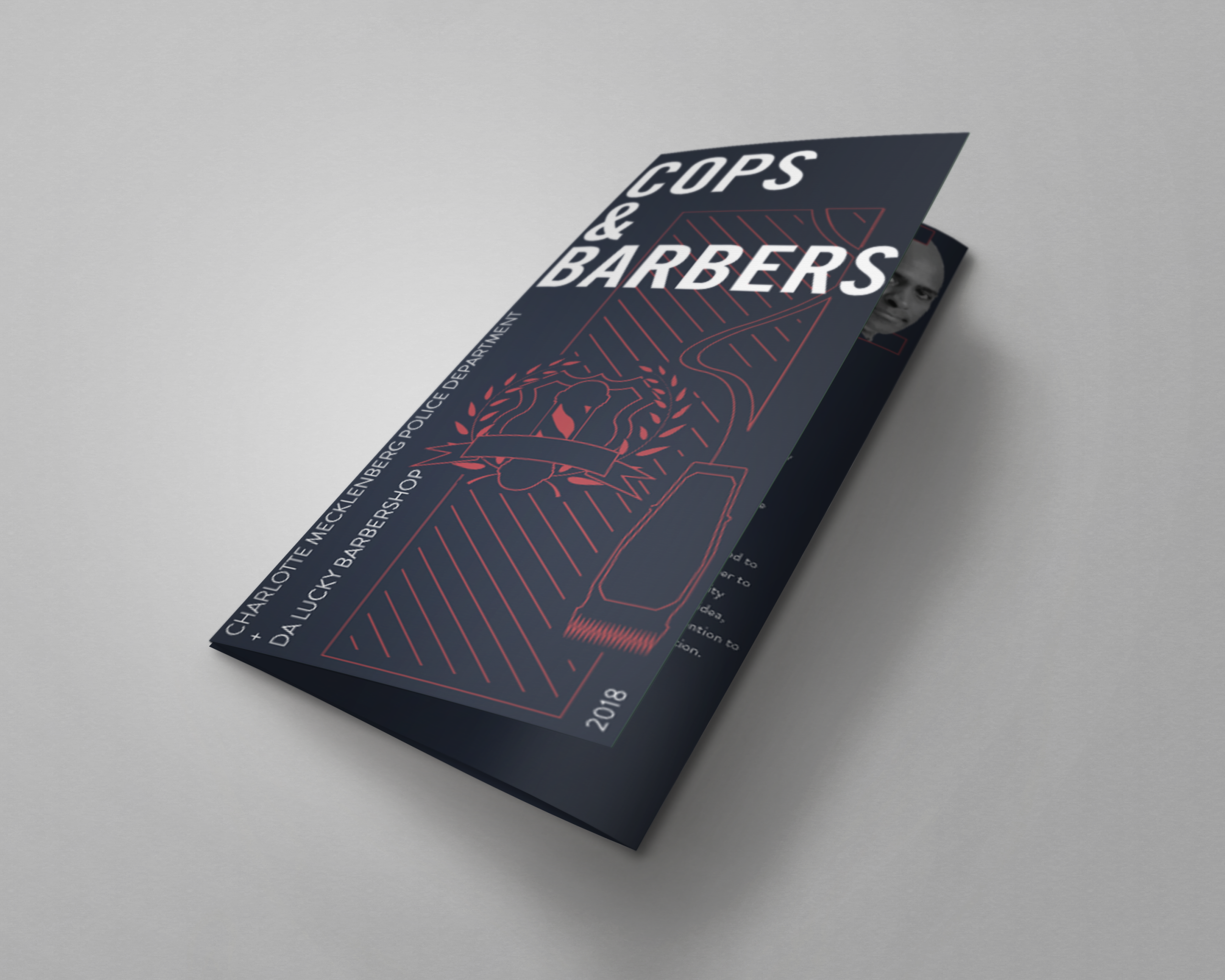 cops and barbers print brochure design