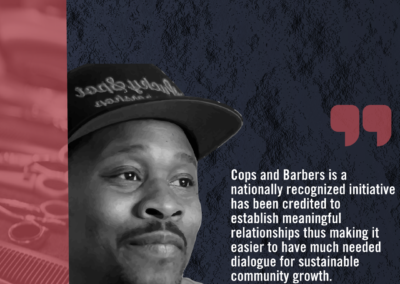 cops and barbers print design with qoute