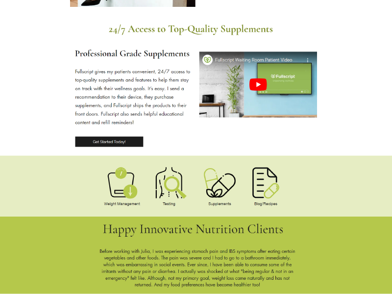 an image of the old innovative nutrition website design