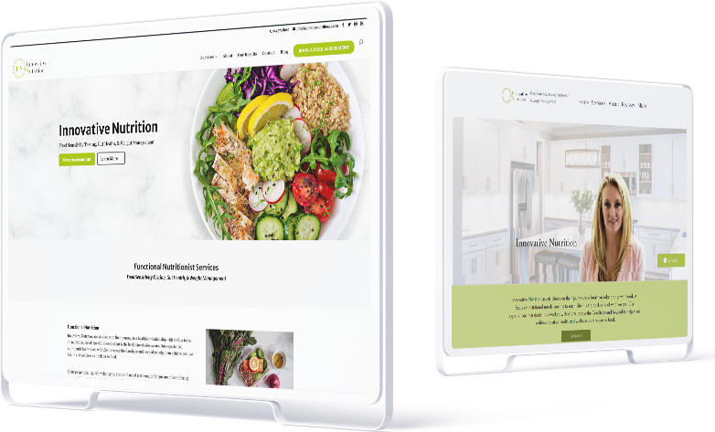 2 screens showing the old and new innovation nutrition website used for digital marketing