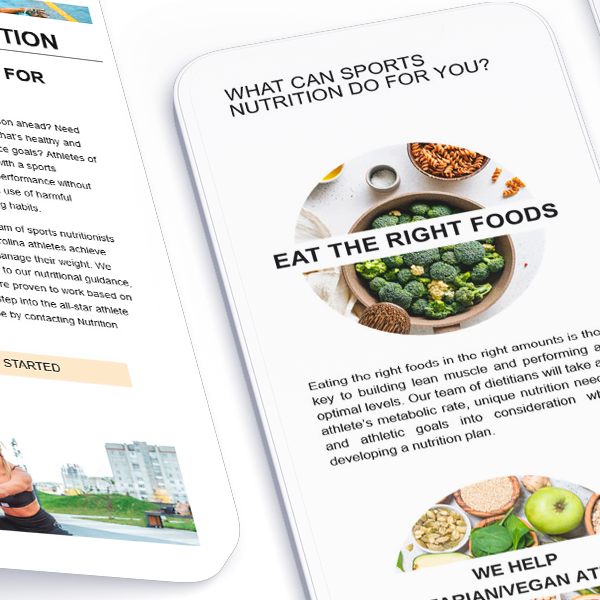 nutrition healthworks website displayed on 2 cell phones