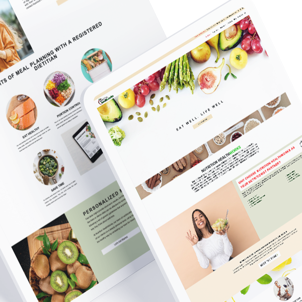 nutrition website design pages
