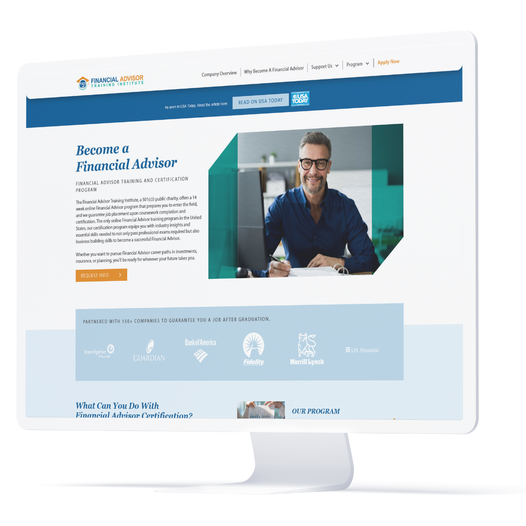 financial advisor training institute website design