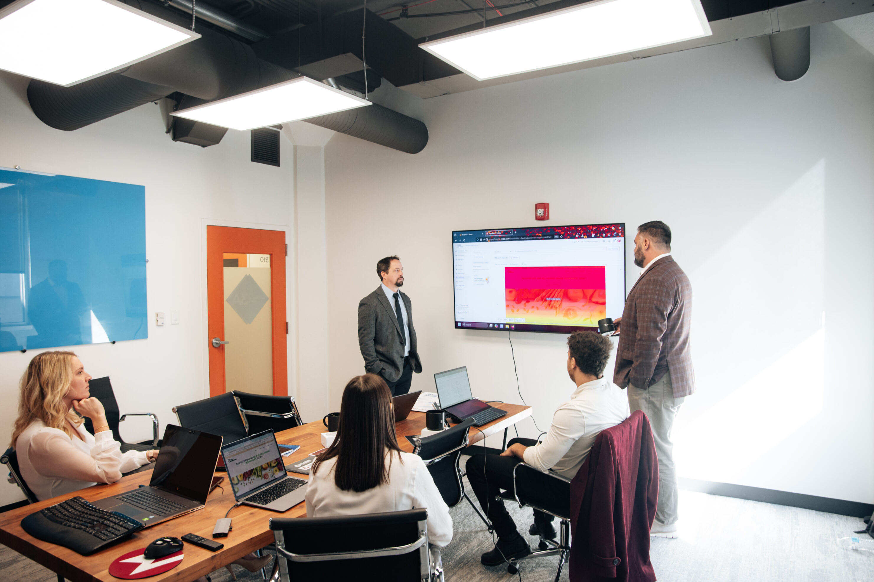 leadership team looking through heat mapping