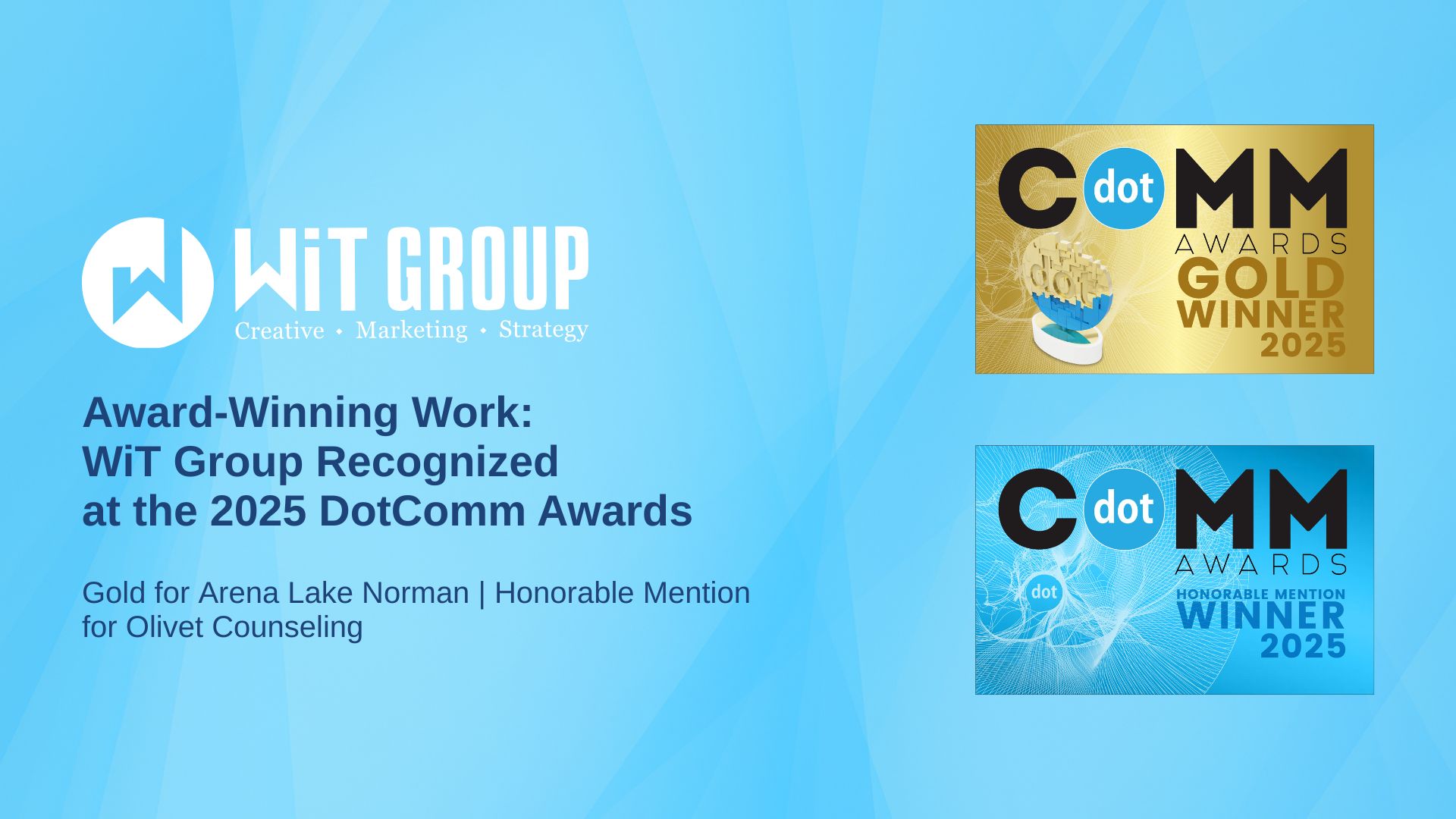 Two Wins, One Mission: WiT Group Recognized for Creative Excellence by DotComm